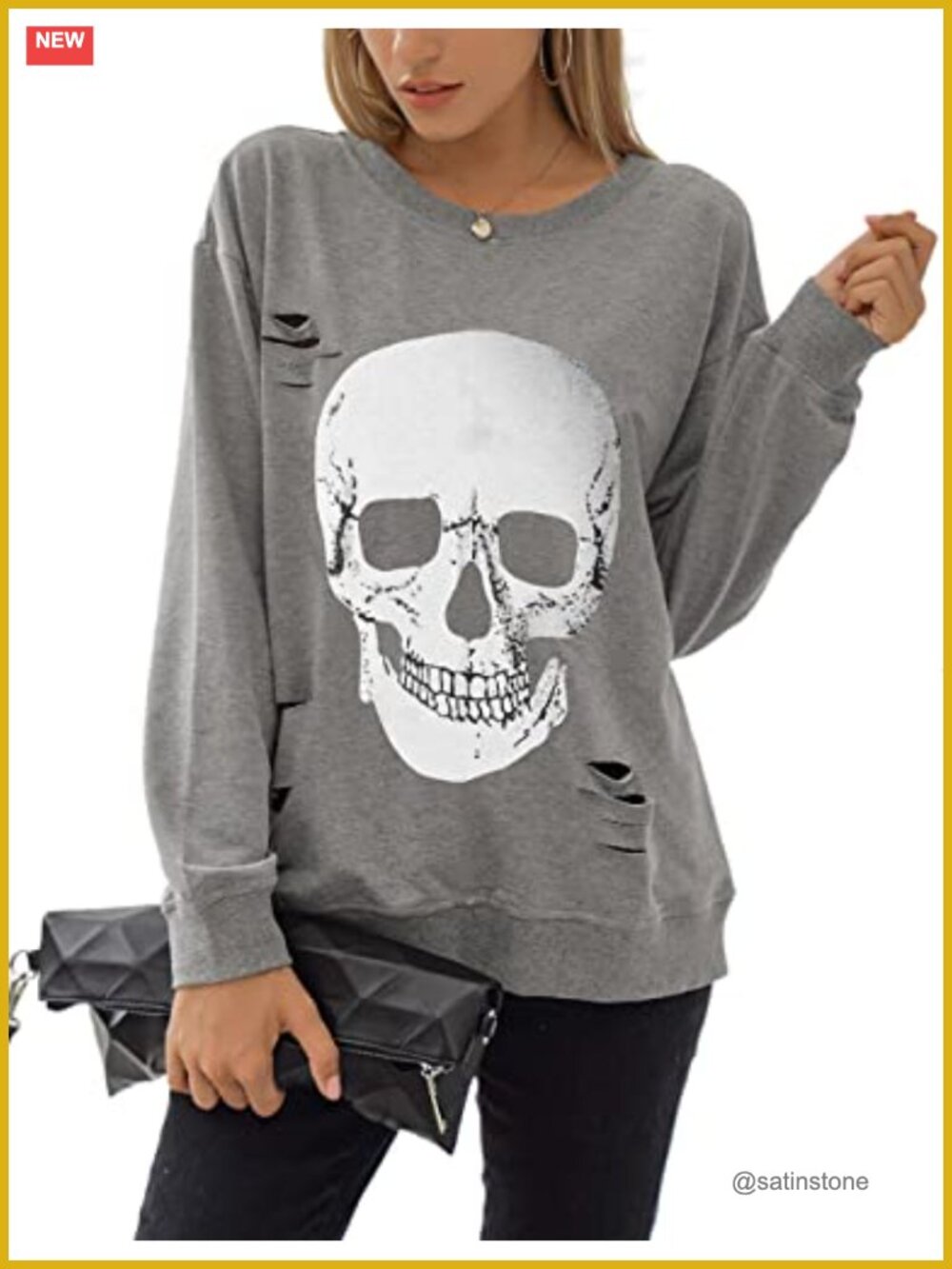 Skull Graphic Long Sleeve Crewneck Sweatshirt Halloween Pullover
